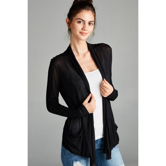 Turquoise Flyaway Pocket Draped Cardigan - Picture 2 of 3